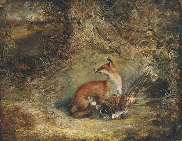 A Fox With A Pheasant Oil Painting by George Havell