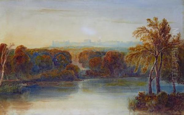 Windsor Castle From Virginia Water Oil Painting by William Havell