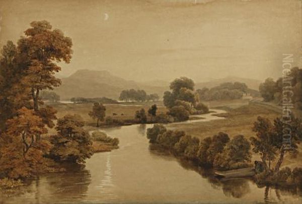 River Landscape Oil Painting by William Havell