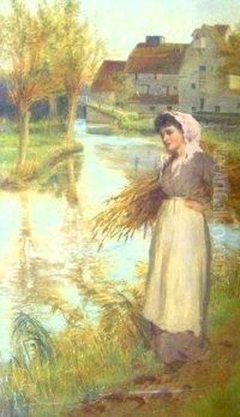 The Rush Gatherer Oil Painting by Alice Mary Havers