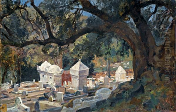 Blida, Le Cimetiere De Sidi Ahmed El-kebir Oil Painting by Henri Havet