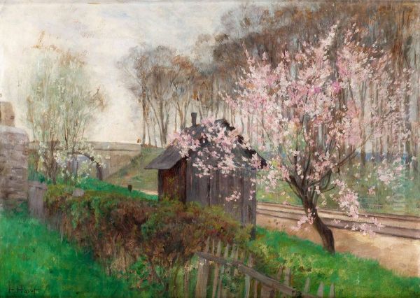 Blommande Korsbarstrad Oil Painting by Henri Havet