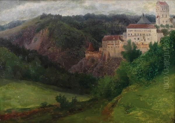 Carlstein Castle Oil Painting by Bedrich Havranek