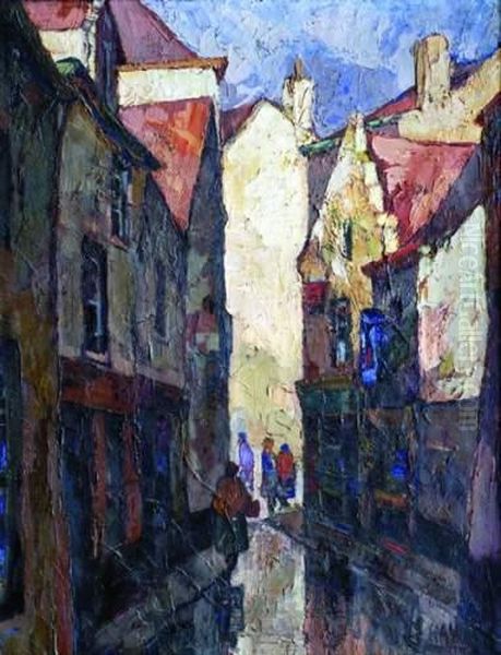 Vieille Rue. Gand Oil Painting by Georges Haway