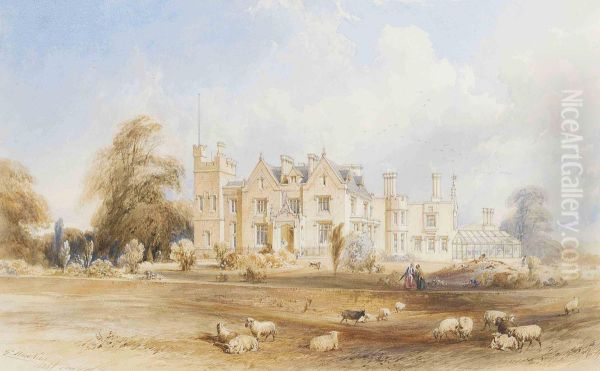 Perspective Design For A Country House With A Conservatory Oil Painting by George Hawkins