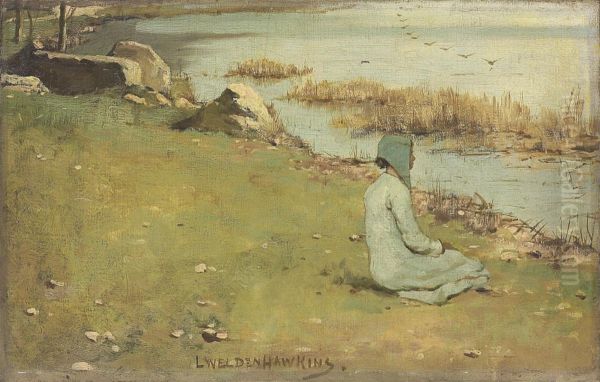 Jeune Fille Au Bord De La Riviere Oil Painting by Louis Welden Hawkins