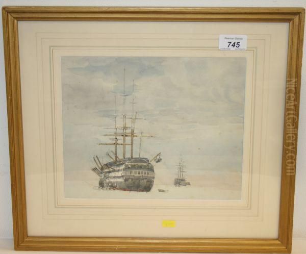 Shipping (partially Finished) Oil Painting by William Th. Martin Hawksworth