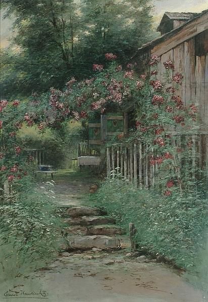 The Garden Path Oil Painting by Ernst Hawlicek