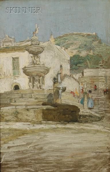 Fountain At Taormina Oil Painting by Marion C. Hawthorne