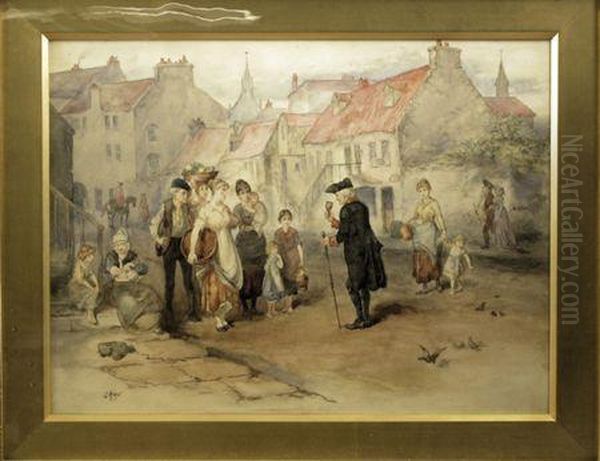 The Town Crier Oil Painting by George H. Hay