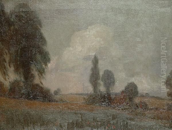 Landscape Under Stormy Skies. Oil Painting by James Hamilton Hay