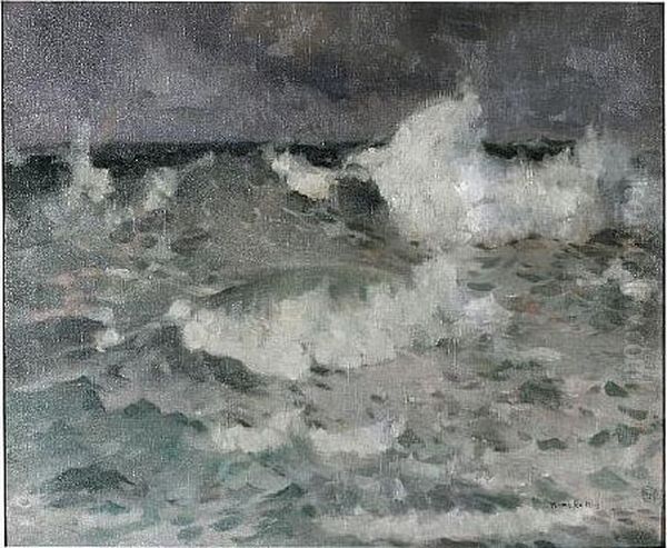 Breaking Waves Oil Painting by James Hamilton Hay