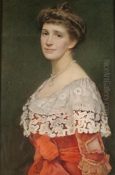 Portrait Of A Lady In A Red Dress by Peter Alexander Hay