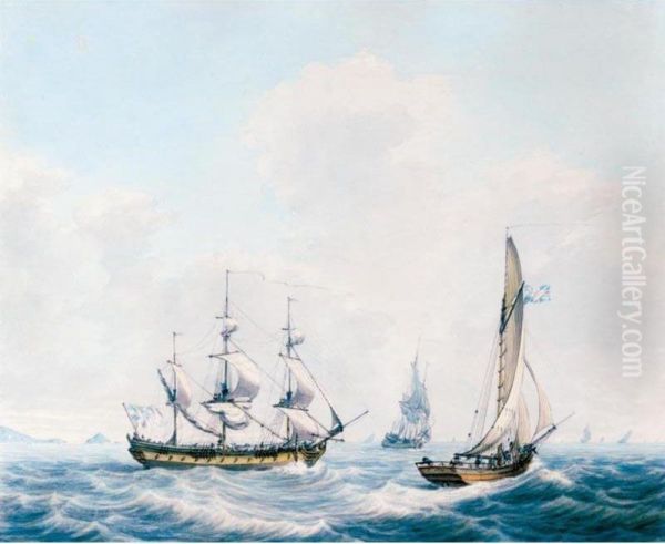 Shipping Off The Coast Oil Painting by William Hay