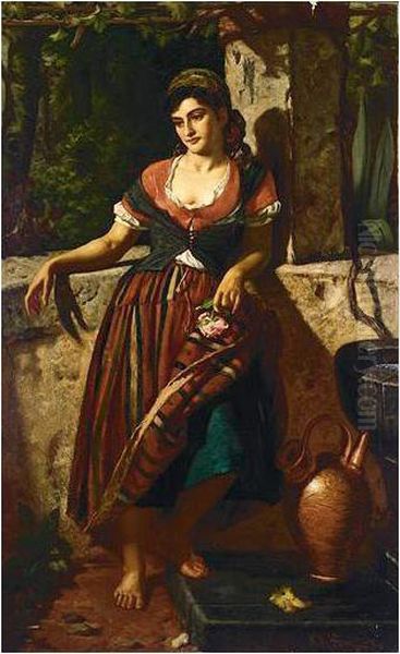 A Girl Of Maderia Oil Painting by William Hay