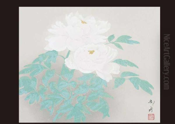 Peony Oil Painting by Gyoshu Hayami