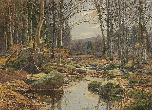 Forest Interior With Stream Oil Painting by Edward Parker Hayden