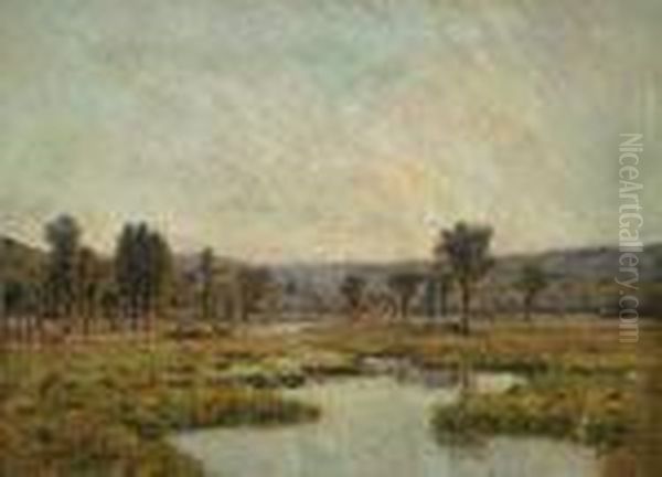 Estuary In A Summer Oil Painting by Edward Parker Hayden