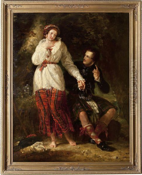 Queen Victoria And Prince Albert As Highland Lovers Oil Painting by Benjamin Robert Haydon