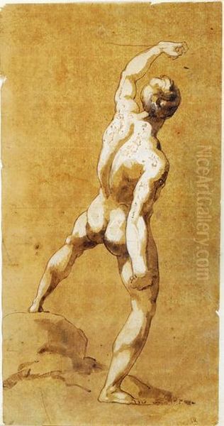 Standing Male Nude Oil Painting by Benjamin Robert Haydon