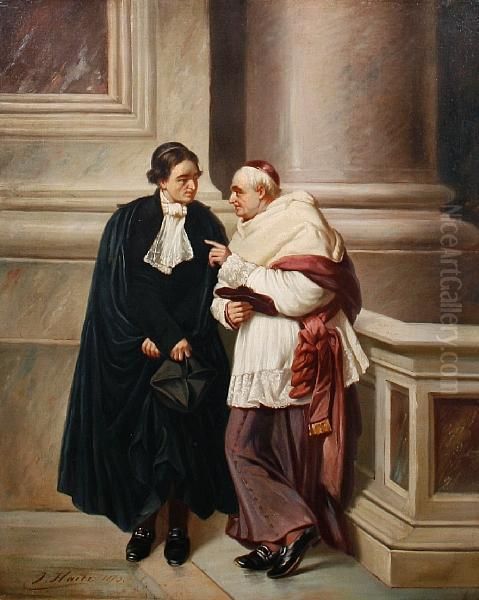 A Private Conversation Oil Painting by Joseph Hayer