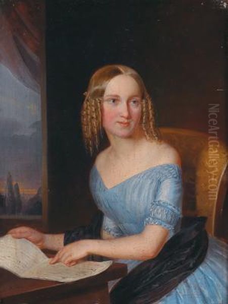 Portrait Of Young Lady Sitting Oil Painting by Joseph Hayer