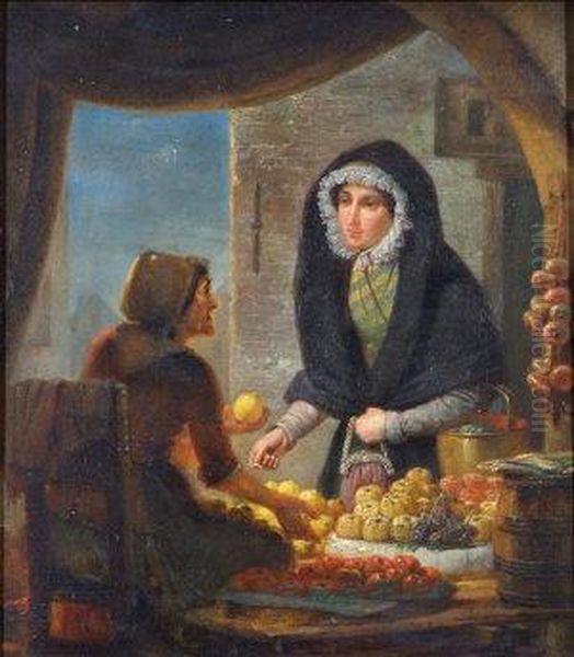 The Fruit Seller Oil Painting by Arthur Hayes