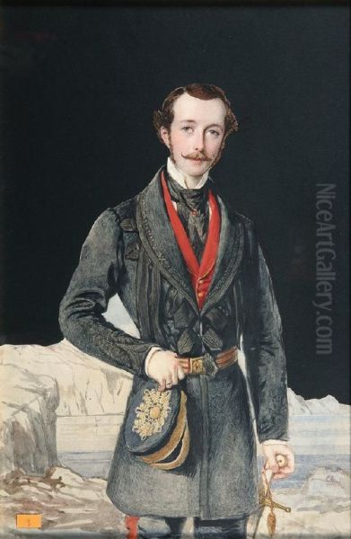 Portrait Of A Military Officer - Three Quarter Length Standing In A Landscape Oil Painting by Edward Hayes