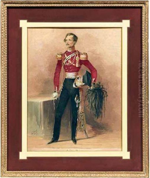 Portrait Of An Officer Of The 16th Lancers Oil Painting by Edward Hayes