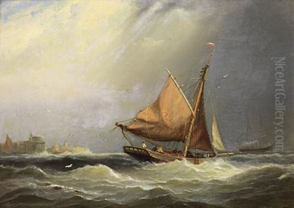 Shipping At The Harbour Mouth Oil Painting by Edwin Hayes