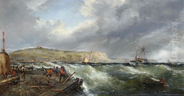 Salvaging The Wreck Off Dover Oil Painting by Edwin Hayes