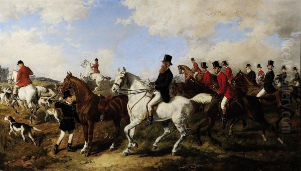 John Poyntz, 5th Earl Spencer (1835-1910) With The Ward Union Hunt,1877. Oil Painting by Michael Angelo Hayes