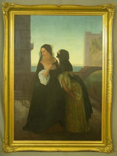 Portrait Study Of Two Venetian Women Oil Painting by Francesco Paolo Hayez