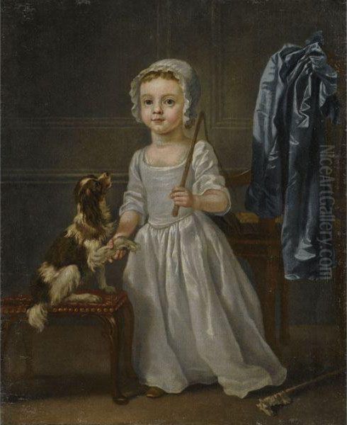 Portrait Of A Girl With A Dog Oil Painting by Francis Hayman