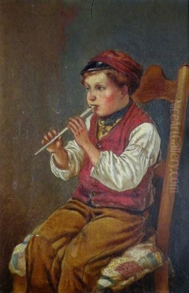 The Penny Whistle Oil Painting by John Haynes-Williams