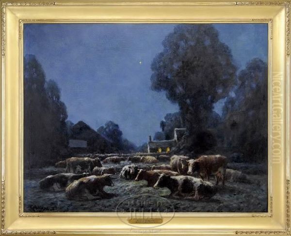 Moonlight On The Farmstead Oil Painting by George Arthur Hays