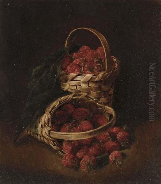 Basket Of Strawberries Oil Painting by William Jacob Hays