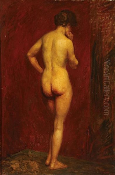 Standing Female Nude - Circa 1858 Oil Painting by Sir George Hayter