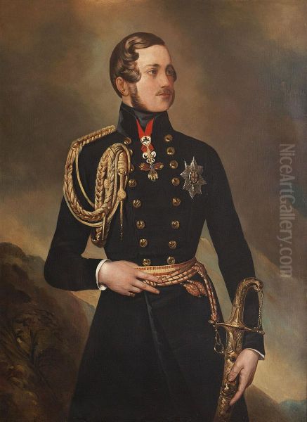 Portrait Of His Royal Highness Prince Albert Oil Painting by Sir George Hayter