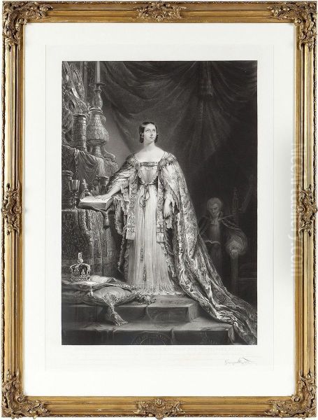 Queen Victoria In Coronation Robes Oil Painting by Sir George Hayter