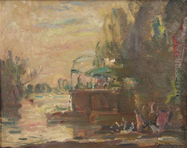 River Sketch Oil Painting by Alfred Hayward