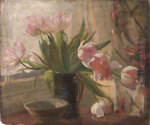 Pink Tulips Oil Painting by Alfred Hayward