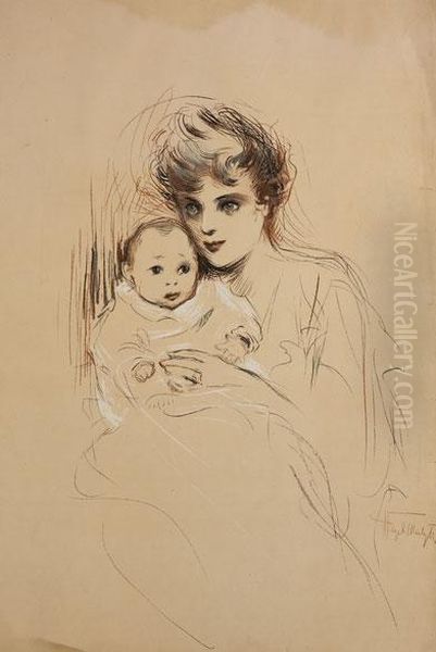 Mother And Child Oil Painting by Lady Hazel Lavery