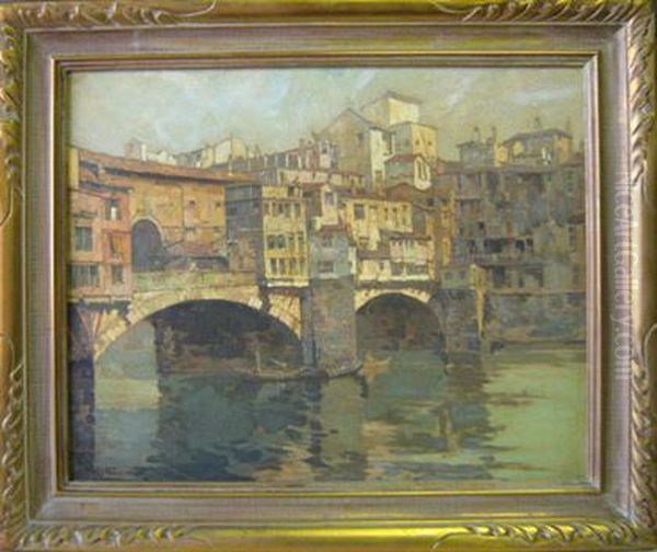 European Urban Landscape Oil Painting by D.J. Hazelzet