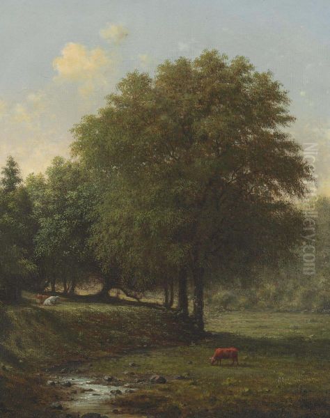 Cattle In A Landscape Oil Painting by Martin Johnson Heade