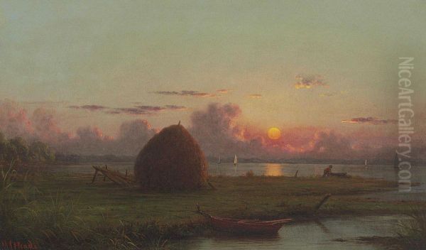 Haystack At Sunset Oil Painting by Martin Johnson Heade