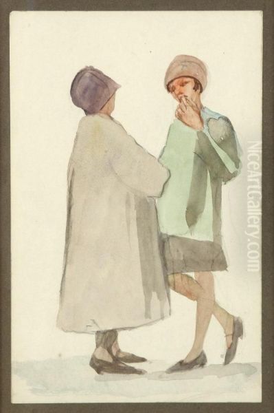 Dubliner's, Depicting Two Women Talking Oil Painting by Michael Healy