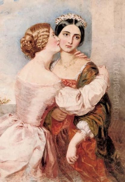 Portrait Of Catherine And Bianca In A Classical Pose Oil Painting by Thomas Heaphy