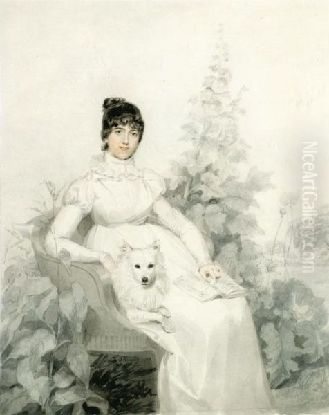 Portrait Of Miss Godfrey, Seated With Her Dog Oil Painting by Thomas Heaphy