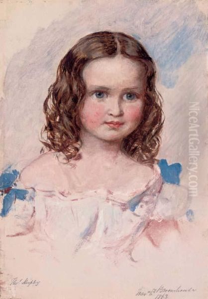 Portrait Of A Young Girl Oil Painting by Thomas Frank Heaphy